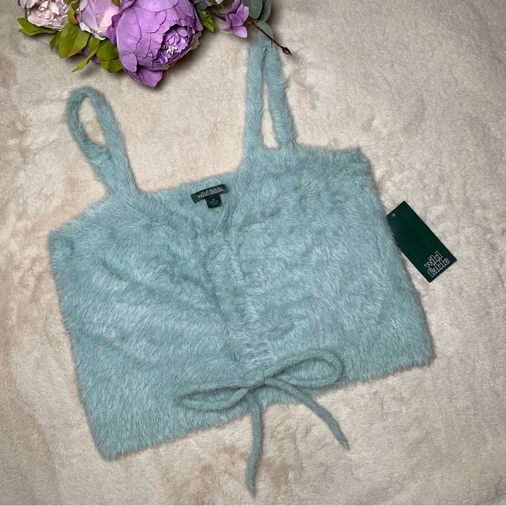 NWT Wild Fable Blue Fuzzy Crop Top